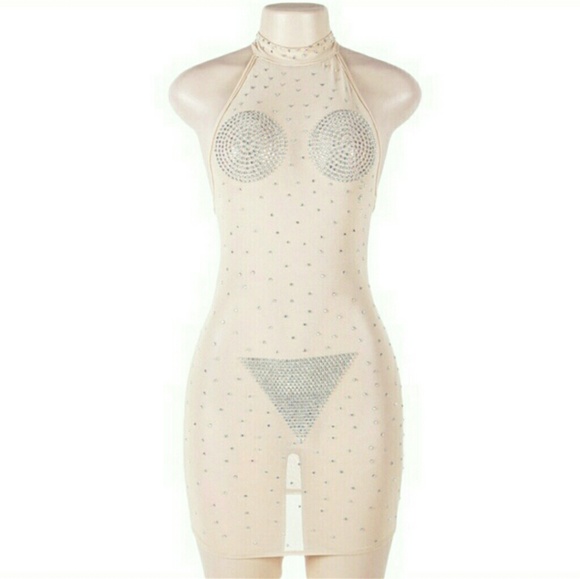 💋SHEER MESH CRYSTAL BACKLESS MINI! - Picture 3 of 7